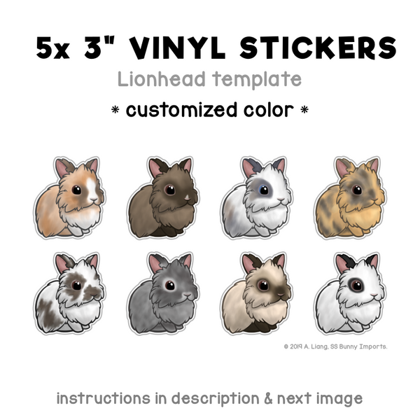 Custom 5x lionhead rabbit vinyl stickers