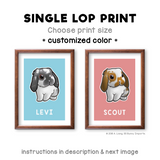 Single lop rabbit print - customized color