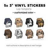Custom 5x lop rabbit vinyl stickers