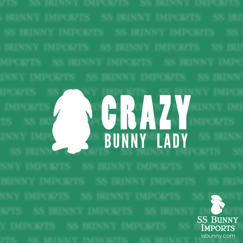 Crazy lop bunny lady decal, full text