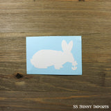 Outside bunny sniffing flower silhouette decal
