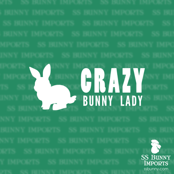 Crazy bunny lady decal, full text